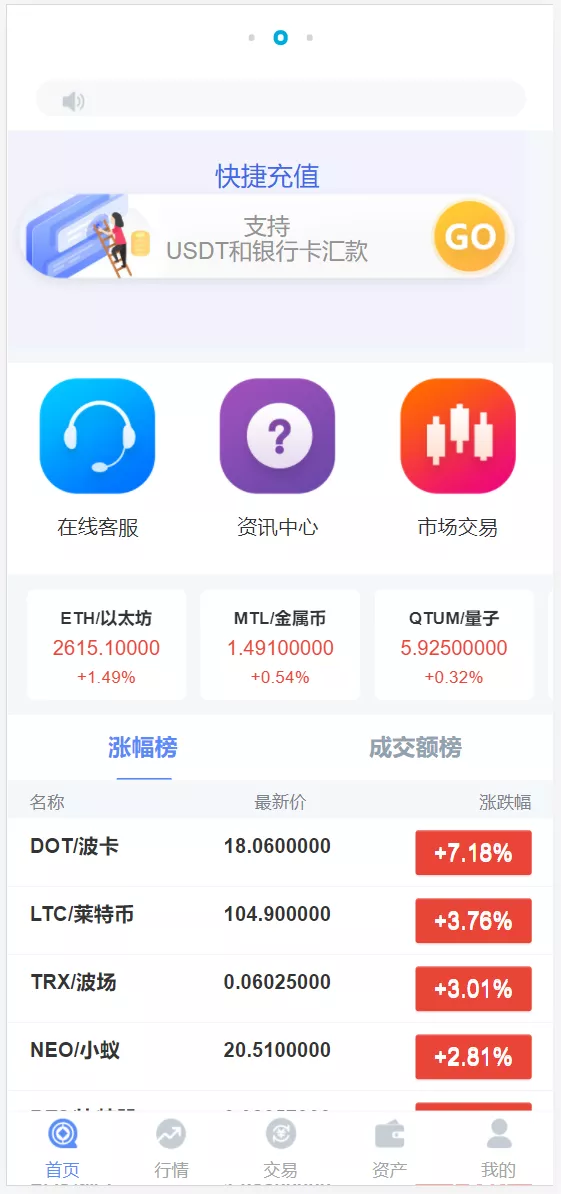【双语言微交易】中银微盘多行情盘PHP源码-快达源码网